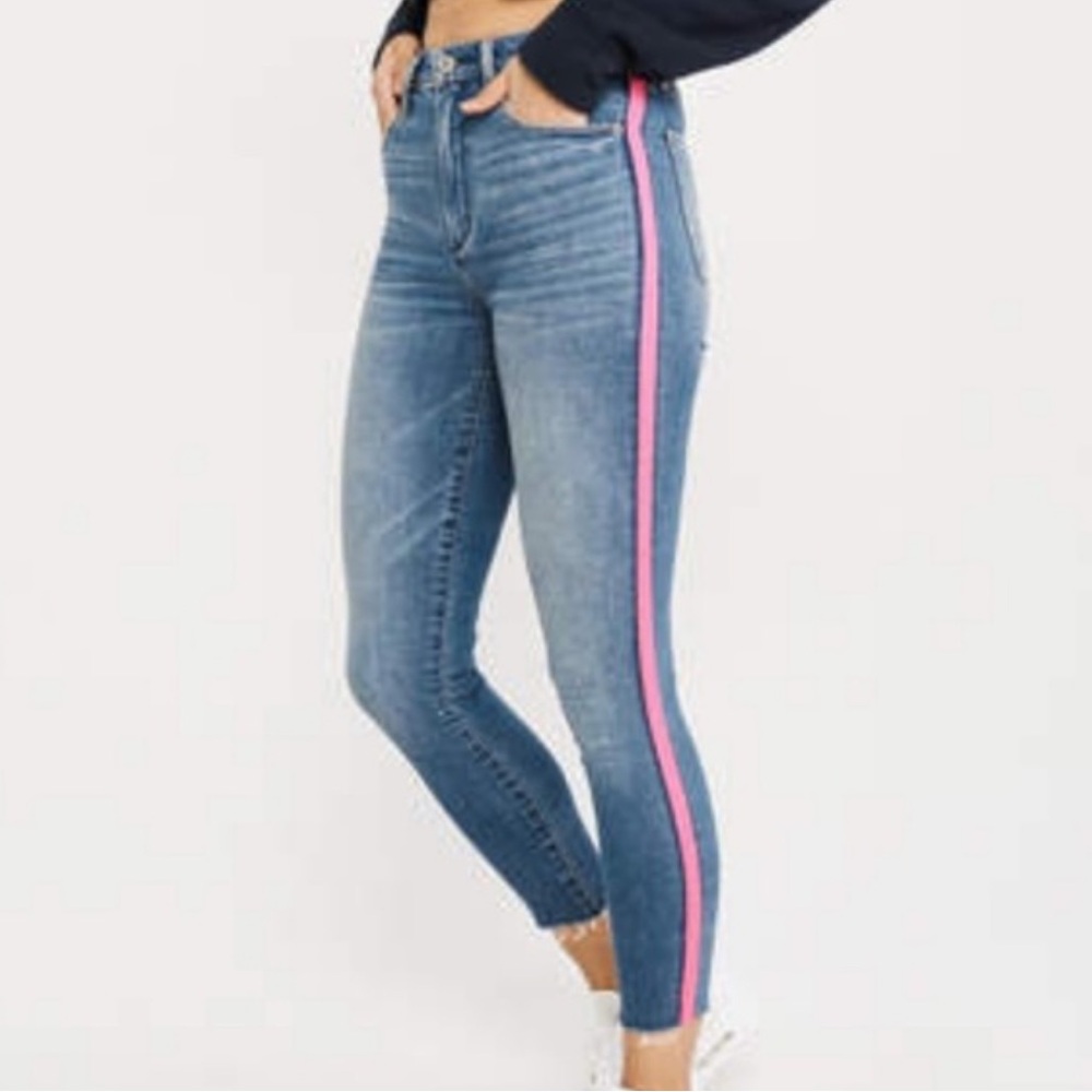 Abercrombie pink stripe jeans
